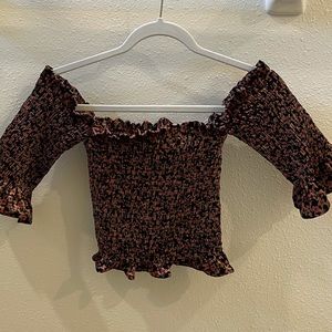 Off Shoulder Velvet Crop Top